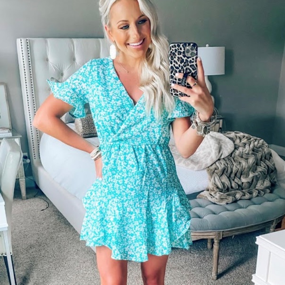 Mint Green floral mini dress from Princess Polly